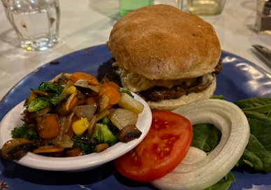 Blue Bird Bistro signature dishes Bison Burger
Blue Bird Salad
Fancy Cakes